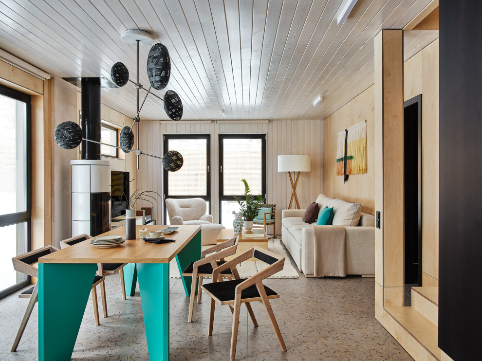 На фото: гостиная комната в скандинавском стиле