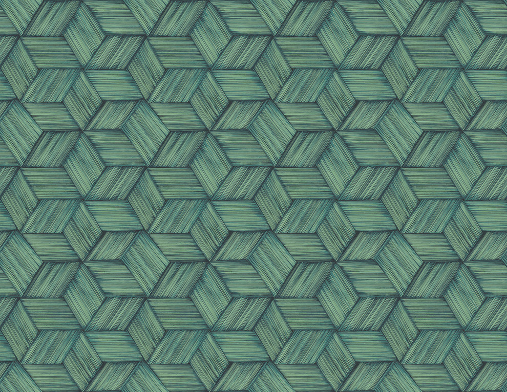 Kenneth James by Brewster PS41404 Palm Springs Intertwined Dark Green Geometric