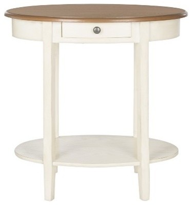 Monica 28"x19" Oval End Table, Antique White