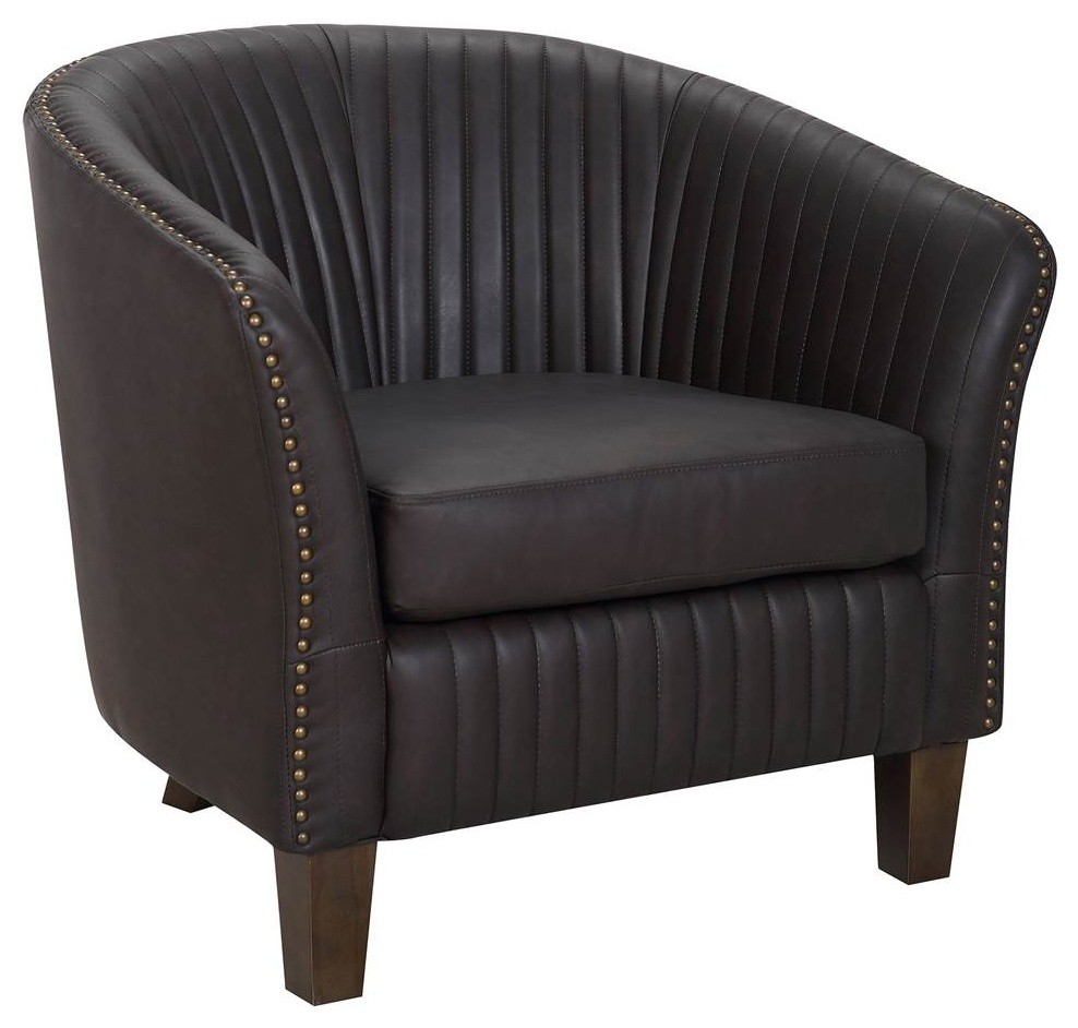 Shelton Contemporary Club Chair Faux Leather by LumiSource, Dark Brown