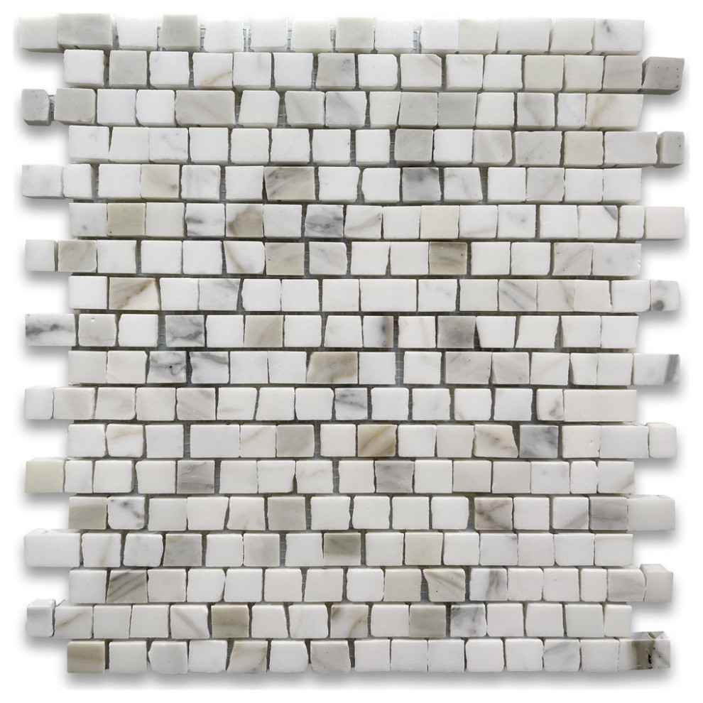 Calacatta Gold Calcutta Marble 3/4x3/4 Hand Clipped Mosaic Tile Polish