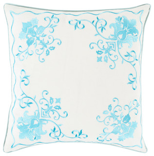 The Pillow Collection Wauna Floral Bedding Sham Aqua Green Euro/26 x 26 