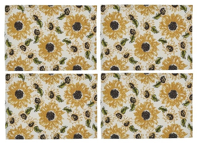 Set 4 Tapestry yellow SUNFLOWERS flowers floral kitchen table Placemats 13/"x19/"