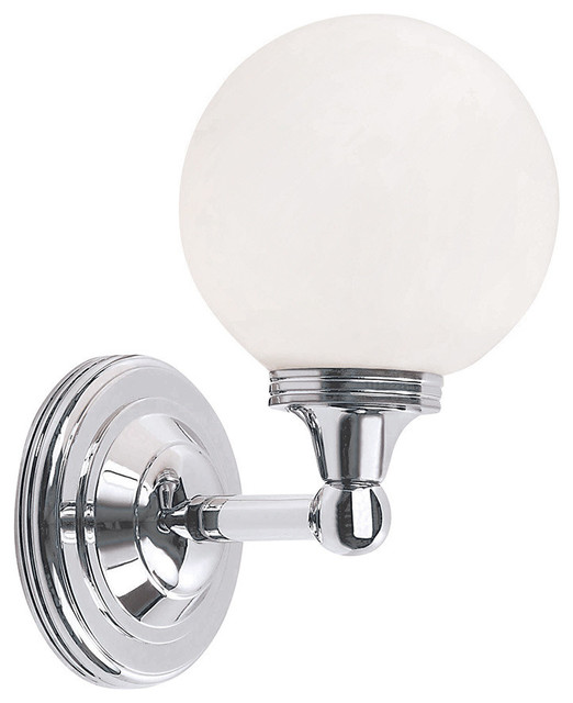 Austen Sphere Bathroom Wall Lantern, Polished Chrome