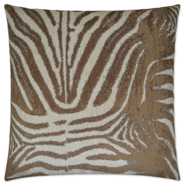Zebrana Tan Feather Down Decorative Throw Pillow 24x24