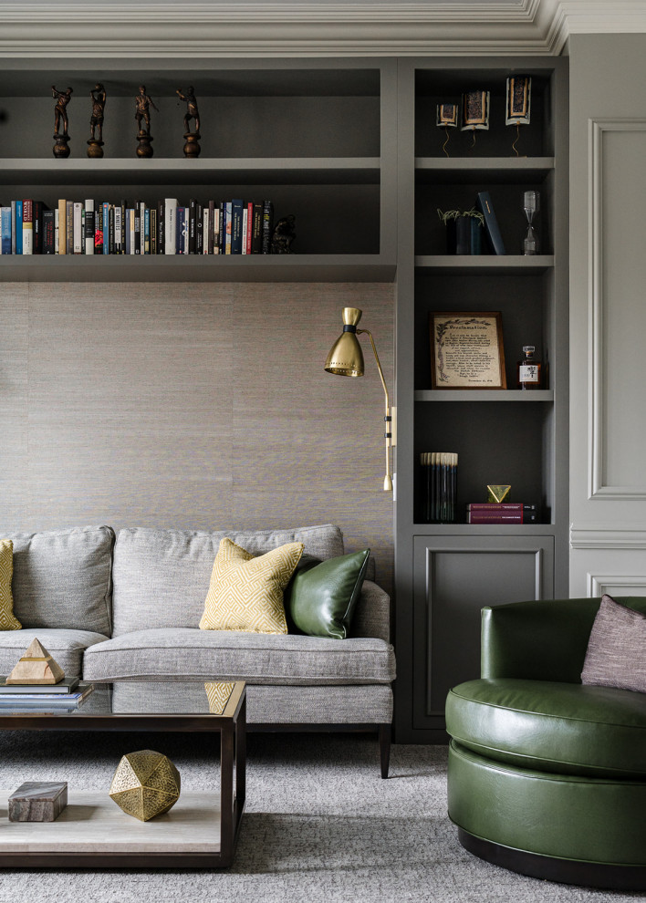 Custom Study with Grey Bookshelves Chicago by Trim Tech Designs Houzz