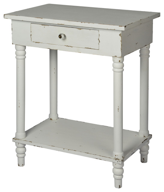 Chapel Side Table (Distressed White), W19*D10*H26 French Country