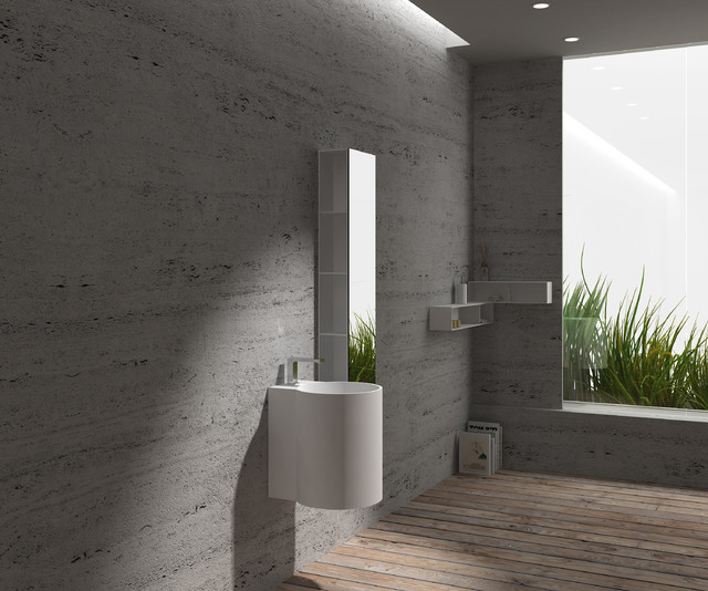 Solid surface pedestal basin 