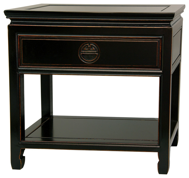 Rosewood Bedside Table, Antique Black Asian Nightstands And Bedside Tables by ShopLadder