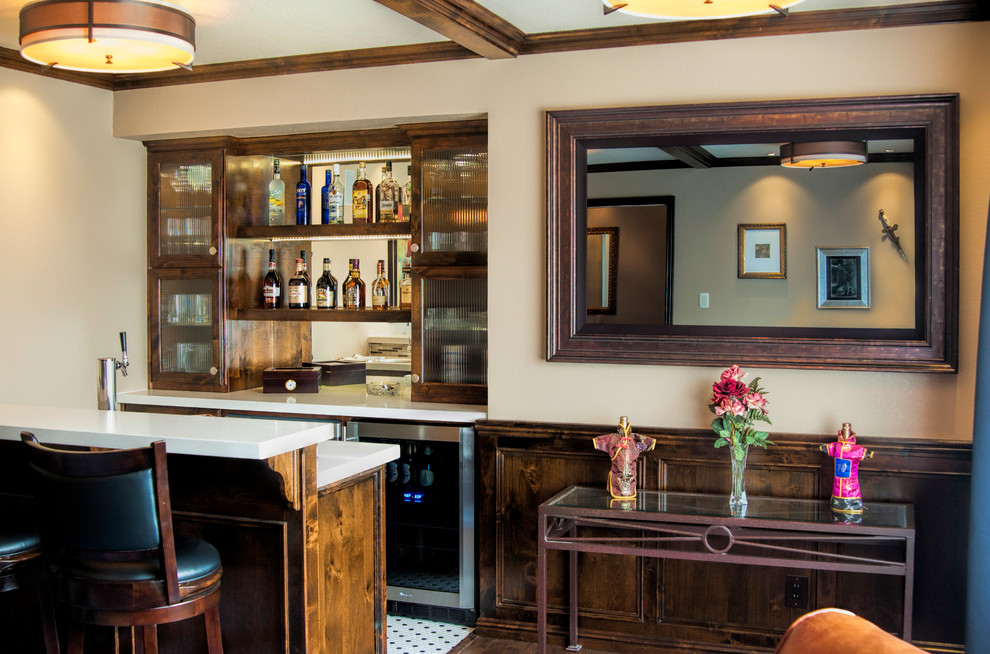 Design ideas for a traditional home bar in Boston.