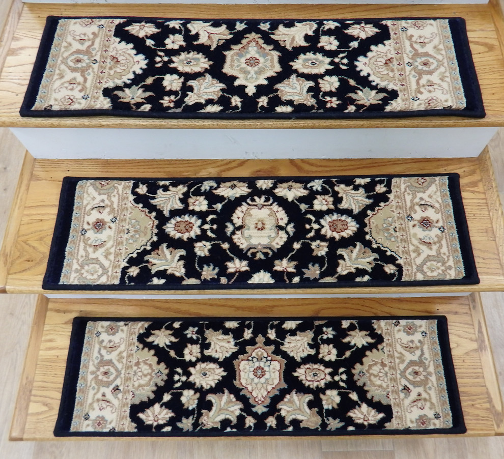 Navy Stair Treads Set of 14Pcs 31in x 9in With Non Slip Stair Treads