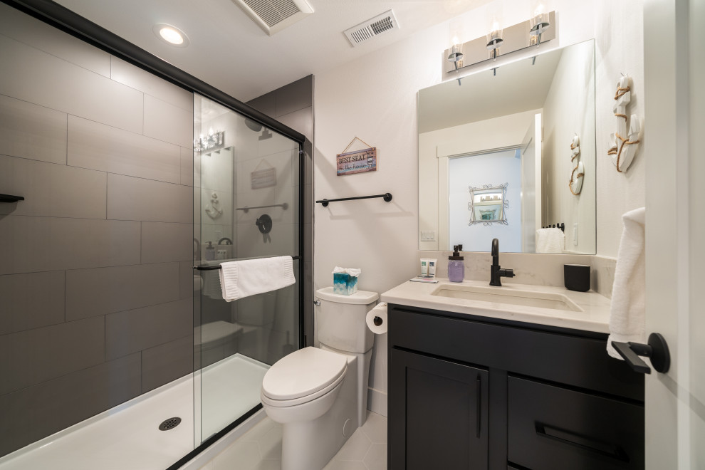 Modern Neutral Bathroom with Black Modern Bathroom Seattle by Blu Water Homes