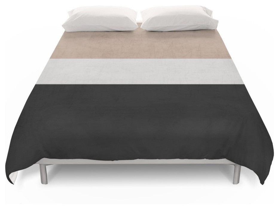 Classic Natural Cream And Black Duvet Cover Contemporary