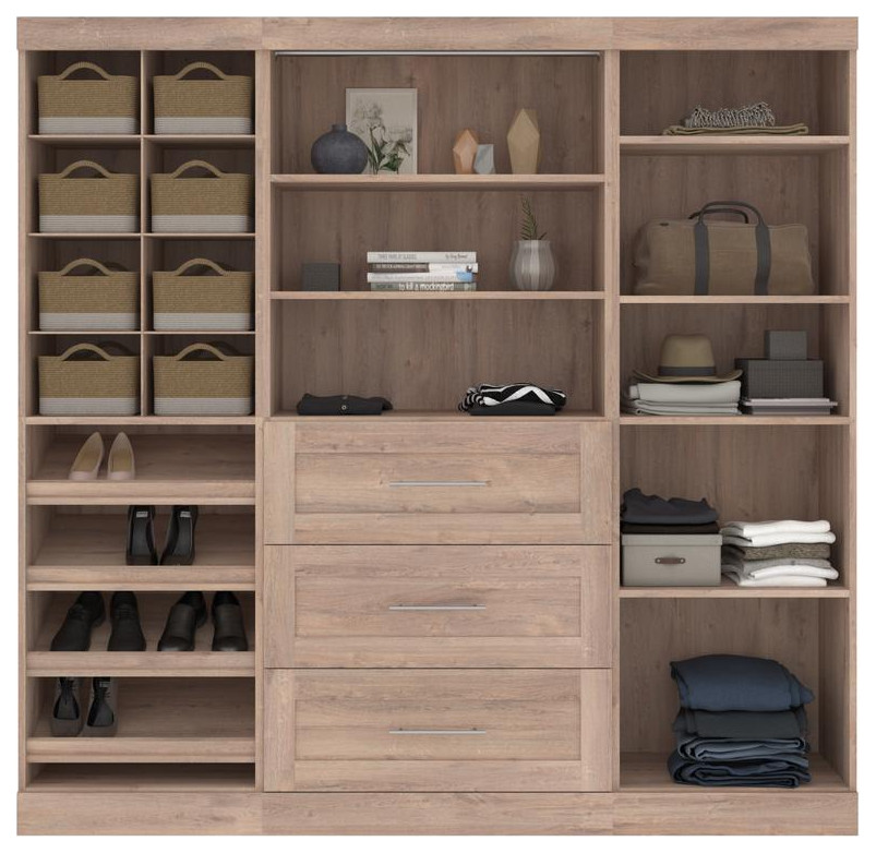 Bestar Pur 86W Closet Organizer System in rustic brown Closet