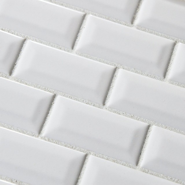 30 Sqft of 3"x6" White Subway Bevel Glossy Ceramic modern-wall-and-floor-tile