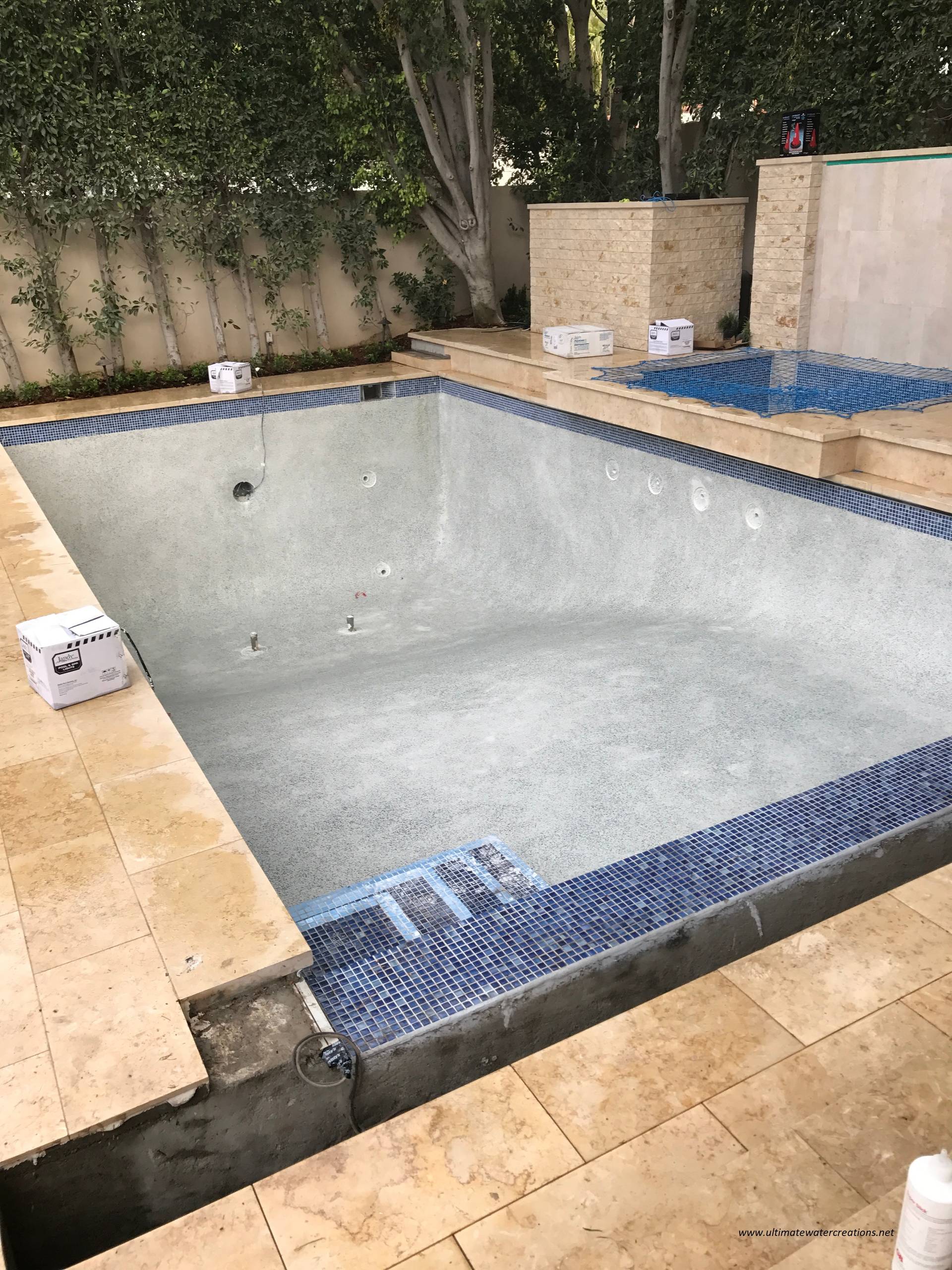 Before & After - Contemporary Pool and Spa & New Outdoor Lighted Counter Tops