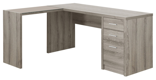 Monarch Laminate L Shaped Corner Computer Desk In Dark Taupe