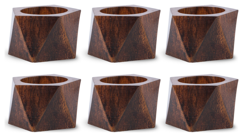 DII Wood Triangle Napkin Ring, Set of 6