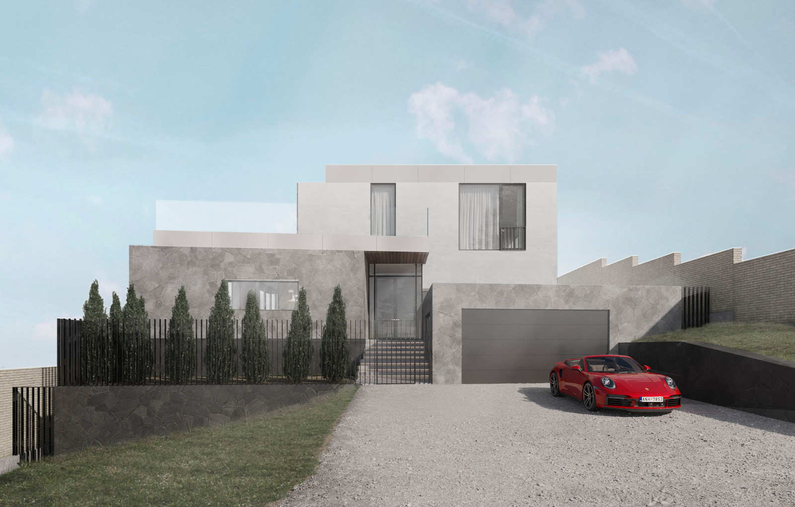 Вид на главный фасад с дороги