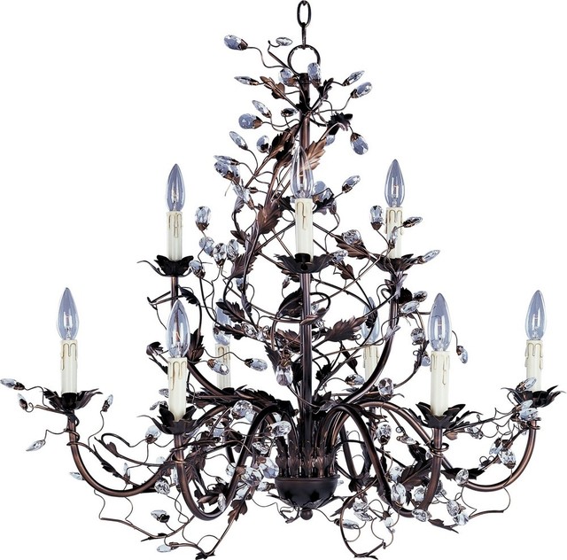 Elegante Nine Light 2 Tier Chandelier Oil Rubbed Bronze - Oil Rubbed Bronze Traditional Chandeliers Elegante Nine Light 2 Tier Chandelier Oil Rubbed Bronze - Oil Rubbed Bronze Traditional Chandeliers