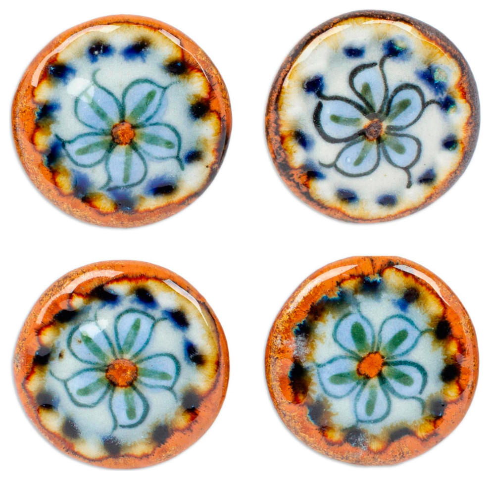 Novica Handmade Handy Garden Ceramic Knobs, 4-Piece Set