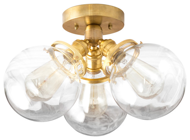 Gold 3 Globe Edison Bulb Ceiling Light Traditional Flush Mount