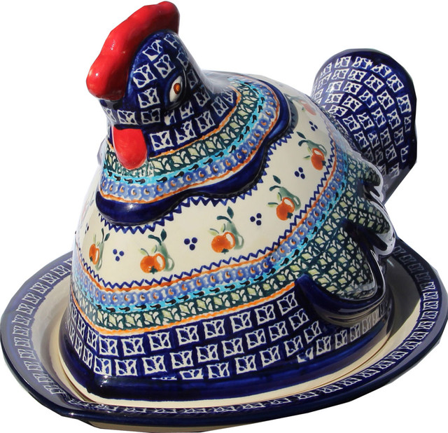 Polish Pottery Chicken Serving Platter, Pattern Number du71