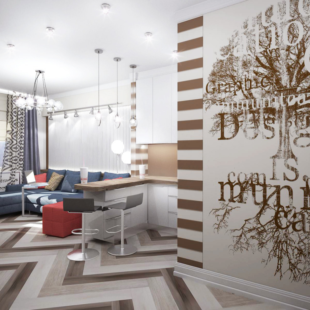 Яркий проект. Квартира 70 м.кв. фьюжн.