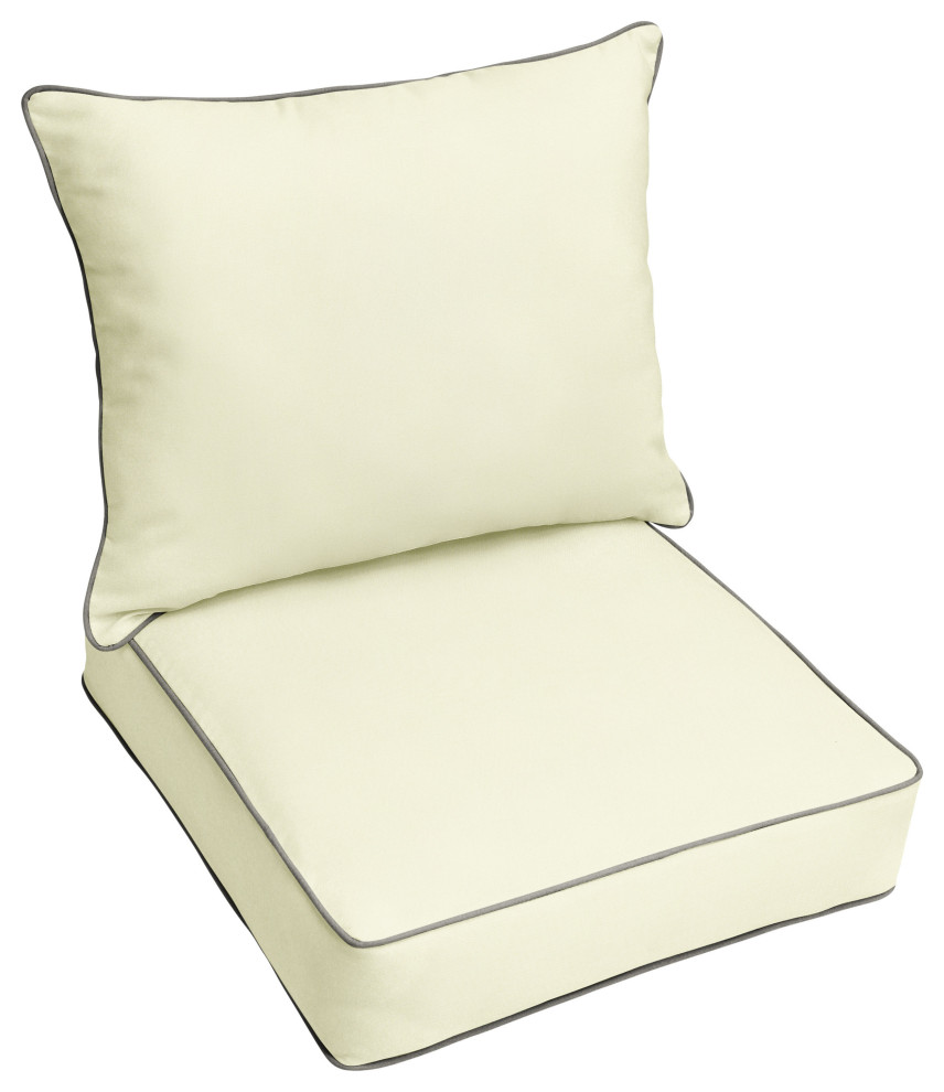 Sunbrella Canvas Natural Outdoor Deep Seating Pillow and Cushion Set, 25x25