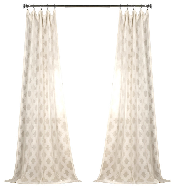 Calais Tile Patterned Linen Sheer Curtain Contemporary