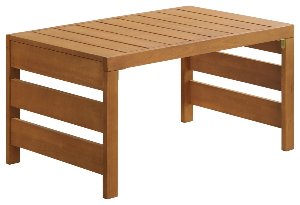 Barton Outdoor Eucalyptus Wood Slotted Coffee Table, Brown