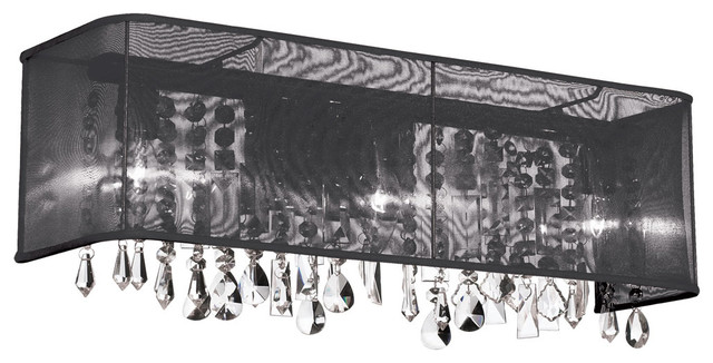 Bathroom Vanity Lighting Crystal 4 light crystal vanity, black organza rectangular shade - bathroom Bathroom Vanity Lighting Crystal 4 light crystal vanity, black organza rectangular shade - bathroom