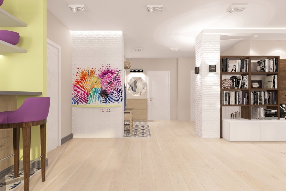 Оформление кухни-гостиной для прекрасной молодой пары.