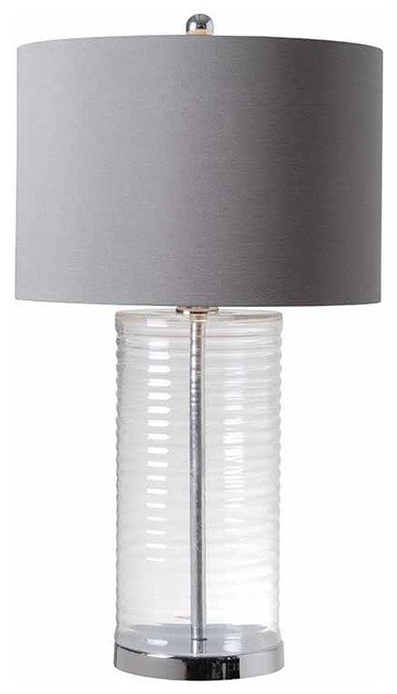 Fabric Drum Shade Glass Bottle Base Table Lamp