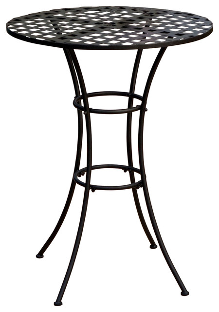 Black Wrought Iron Outdoor Bistro Patio Table With Timeless Round Tabletop Black Wrought Iron Outdoor Bistro Patio Table With Timeless Round Tabletop