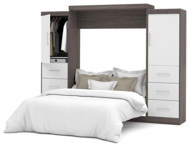 Bestar Nebula 109 Full Wall Bed Kit In Bark Grey And White Transitional Platform Beds By Homesquare - Nebula 90 Queen Wall Bed Kit Bestar Nebula 109 Full Wall Bed Kit In Bark Grey And White Transitional Platform Beds By Homesquare - Nebula 90 Queen Wall Bed Kit
