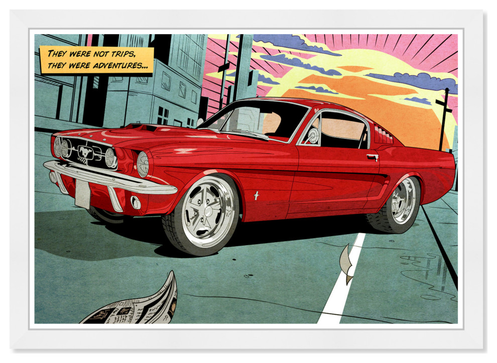 Wynwood Studio Comic Classic Car Framed Print Wall Art Midcentury