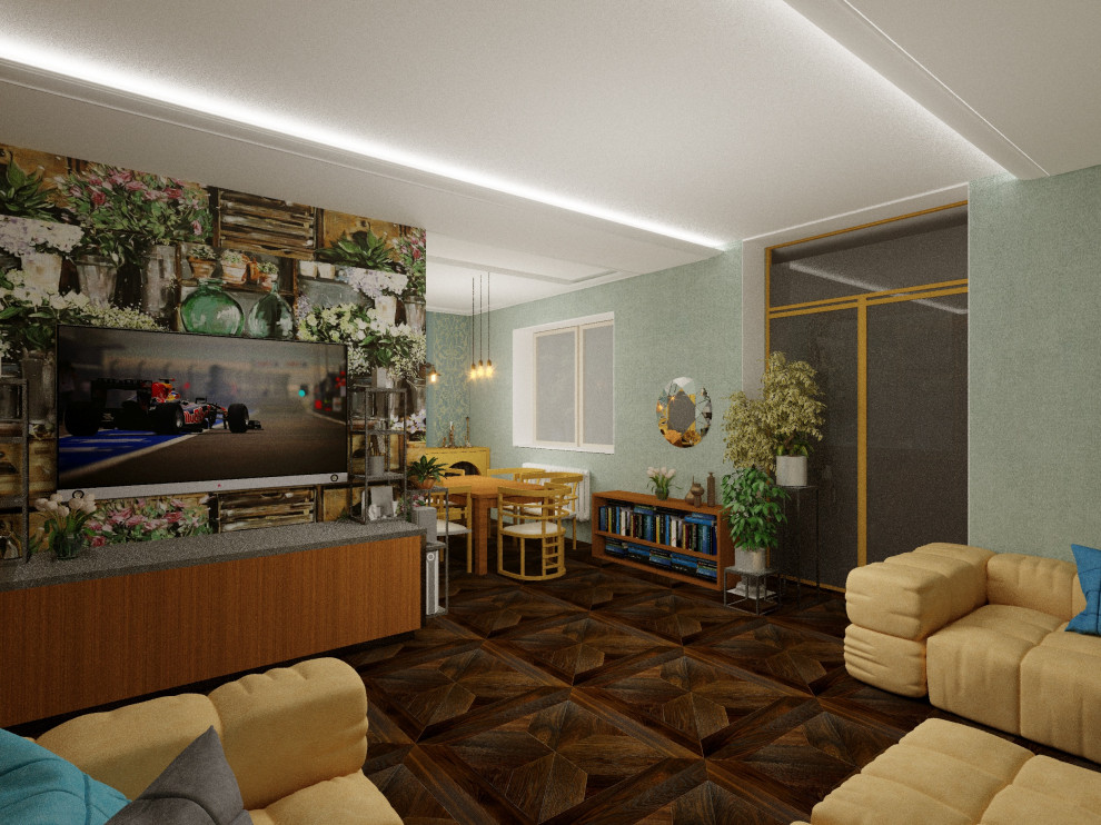 Варианты обоев в гостиной ЖК Каскад.