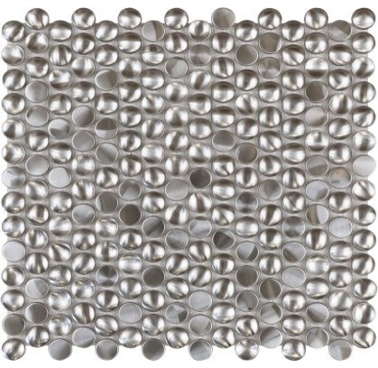 11.51"x11.51" 3D Dimes Metallix Mosaic, Set Of 4, Brushed Stainless Steel W/Swir