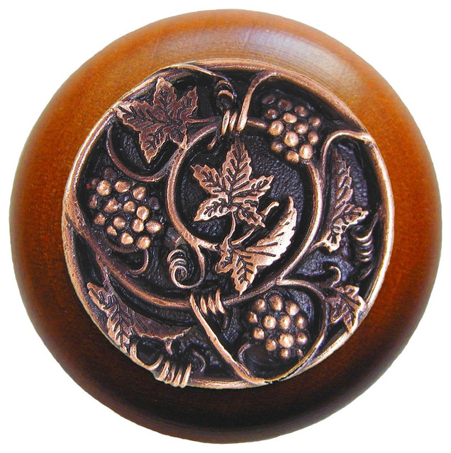 Notting Hill Grapevines/Cherry Wood Knob - Antique Copper