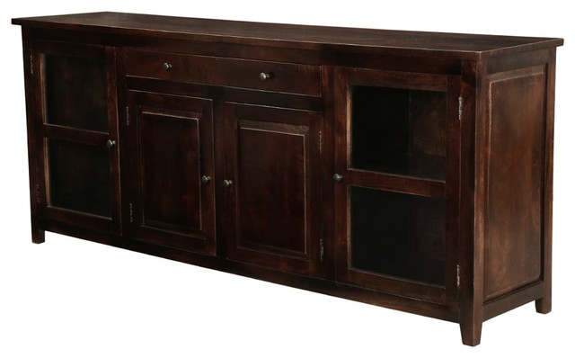 Alistar 84 Solid Wood Gl Door Buffet Cabinet Transitional Alistar 84 Solid Wood Gl Door Buffet Cabinet