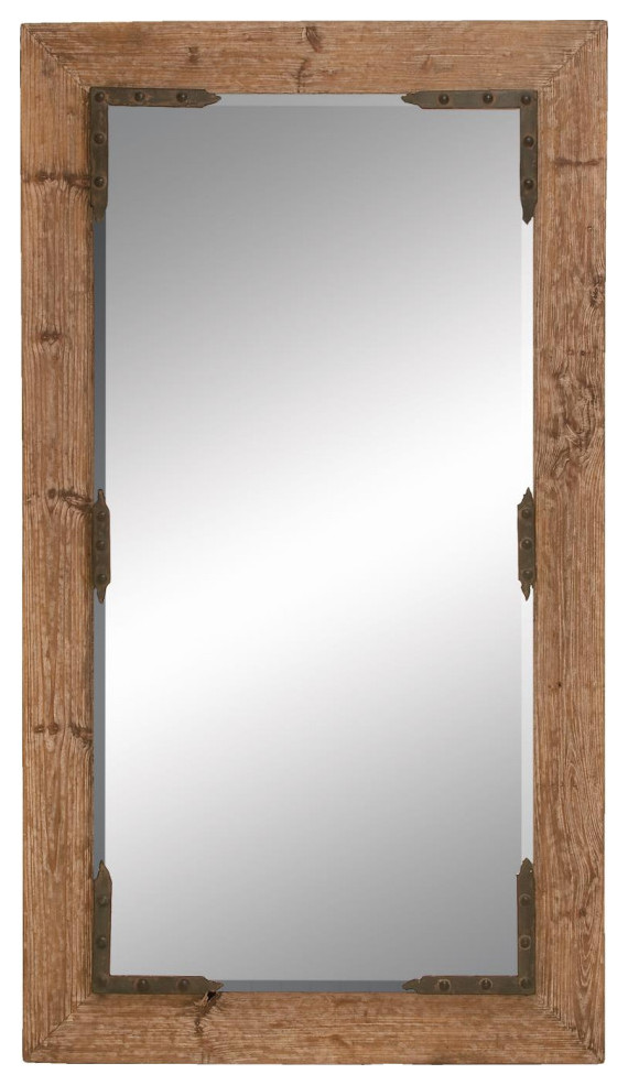 Brown Rustic Wood Wall Mirror, 70" x 40" Rustic Wall Mirrors by