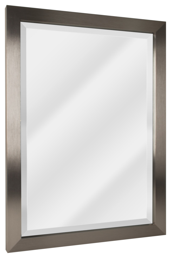 Head West Brushed Nickel Beveled Accent Mirror, 28x40", 40"x28"x1.5