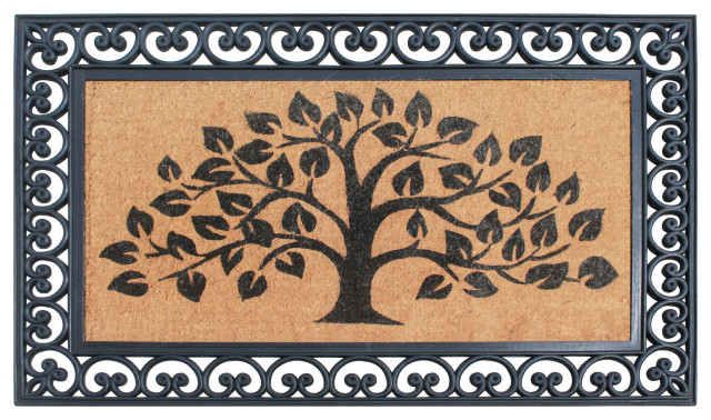 A1 Home Collections Doormat, Natural Coir Flocked, 30x48, Heavy Duty Thin Profile Easy To Clean Long Lasting Front Door Entry Mat