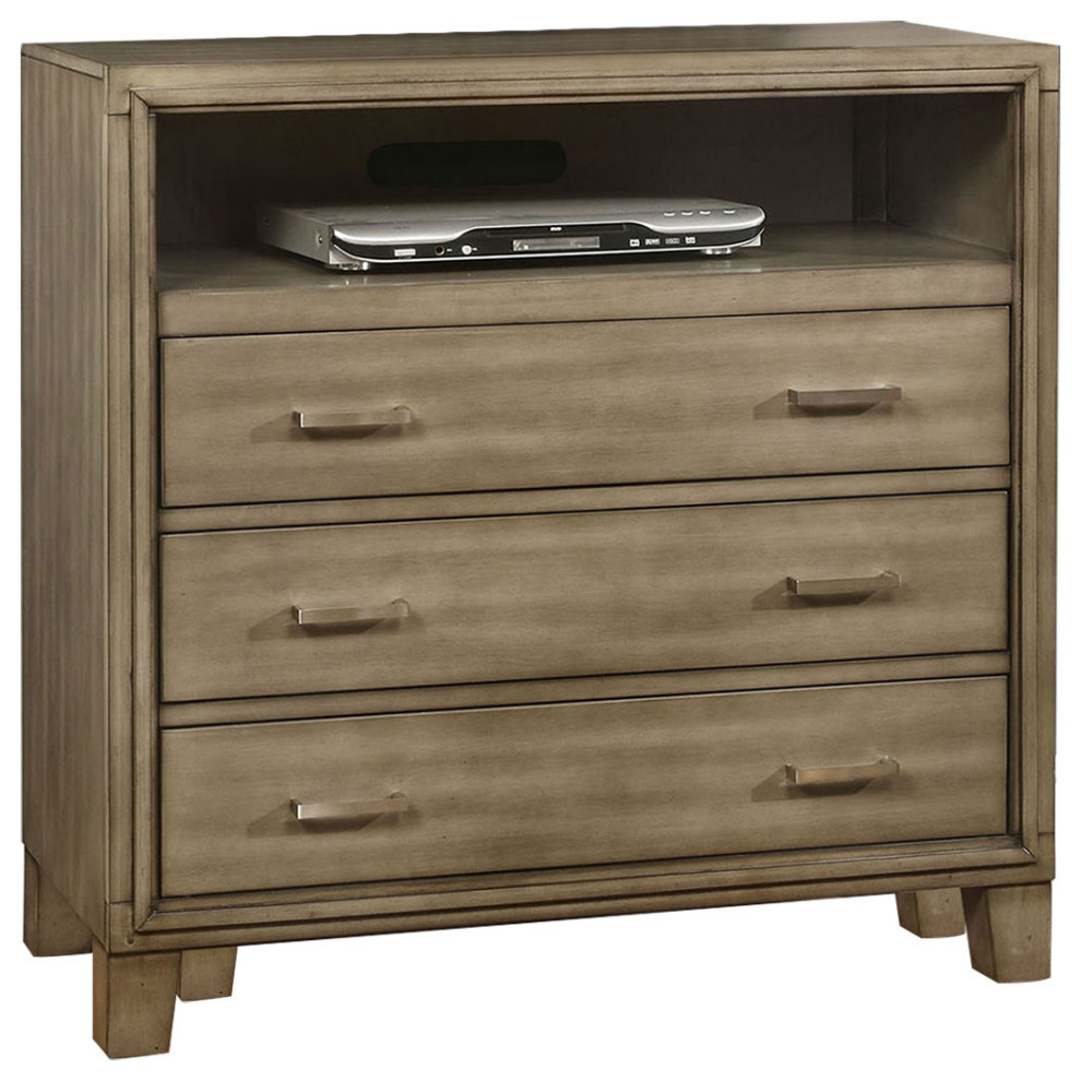 Media Chest, Gray Finish Transitional Media by Simple