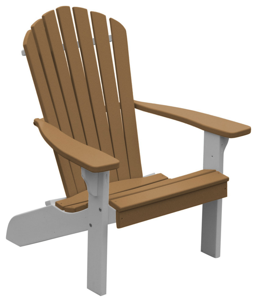 Poly Fanback Adirondack Chair, Cedar, White Frame