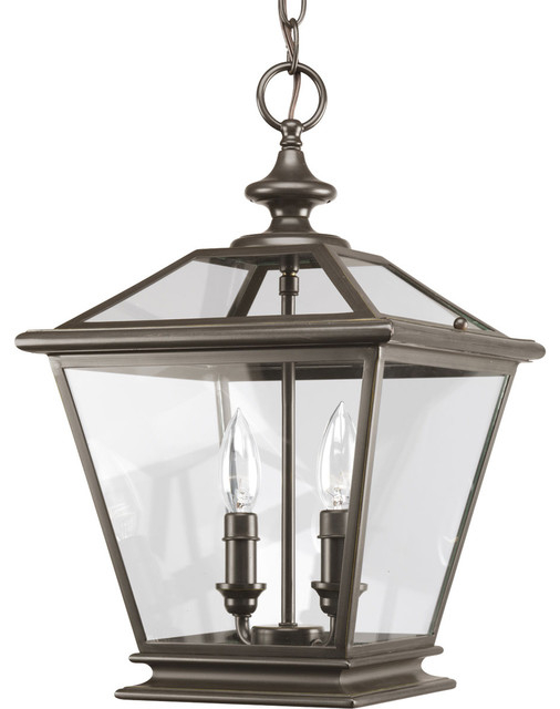 Progress Lighting Two-Light Foyer With Clear Glass, Antique Bronze