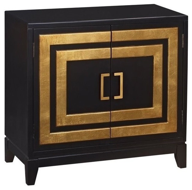 Pemberly Row Modern Door Chest, Black Transitional Accent Chests