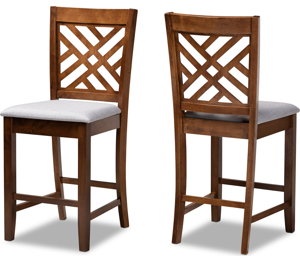 Caron Counter Height Pub Chair (Set of 2) Transitional Bar Stools