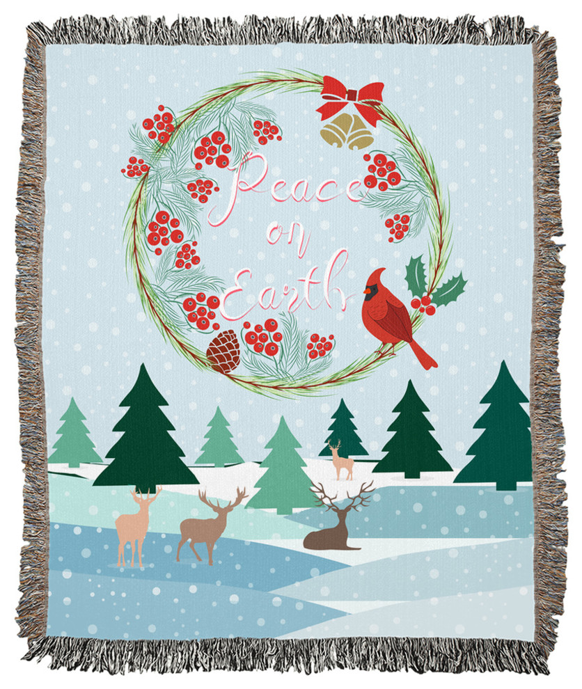 Peace on Earth Winter Landscape Woven Blanket, 50x60